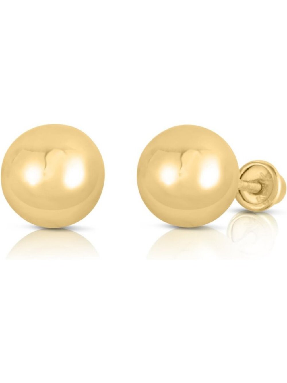 Elegant 14k Yellow Gold Ball Stud Earrings with Secure Screw-backs, Perfect Gift